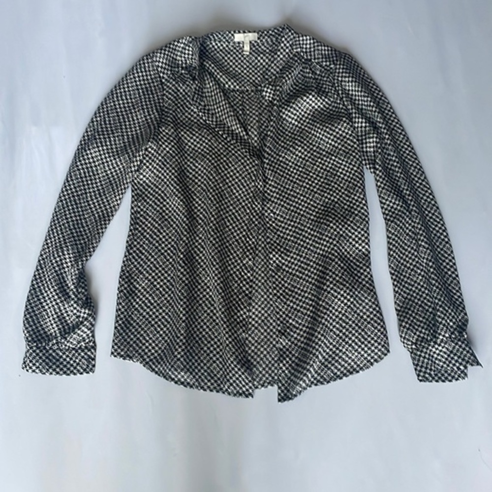 Joie Hidden Button Houndstooth Blouse 100% Polyester